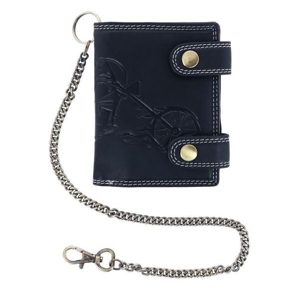 CTM Men's Leather Motorcycle RFID Bifold Chain Wallet - Picture 1 of 5